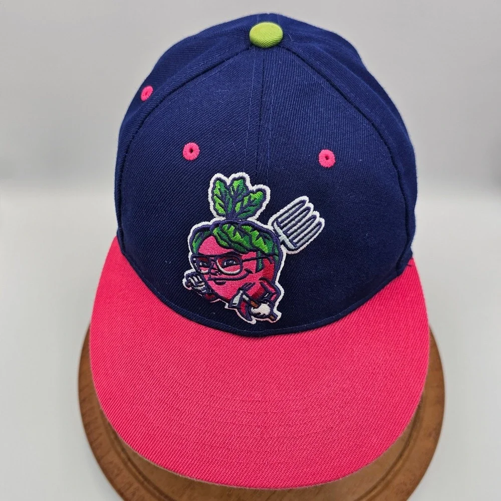 RSVLTS The Office Schrute Farms Beet Hat Sloped‎ Crown Navy Pink Snapback Cap